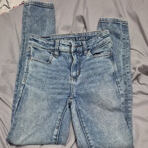 American Eagle Outfitters Women's Light Blue High Rise Jegging Size 00 Short